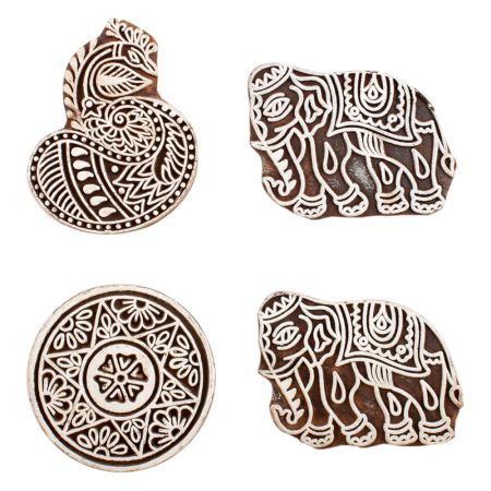 Set of 4 Piece New Mix Wooden Printing Block